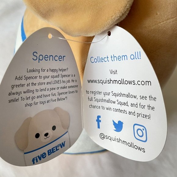 NEW "Spencer" The Dog, Squishmallow Official Kellytoy Soft Squishy 9” NEW - Picture 5 of 13